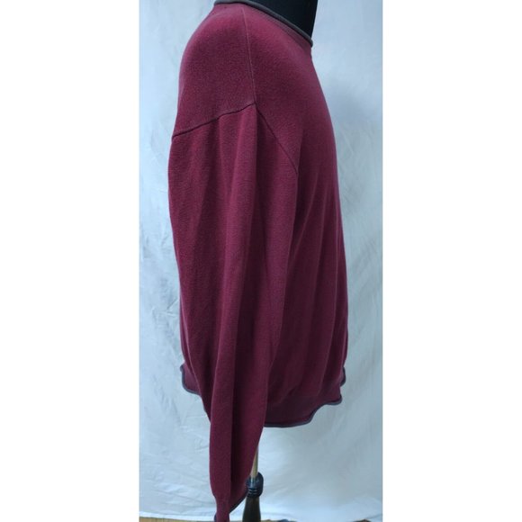 Chaps Denim Mens Large Red Grey Pullover Long Sleeve Logo Stretch Sweater - Picture 11 of 12